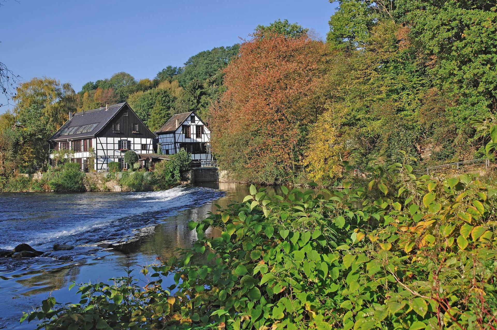 Idyllische Fachwerkhäuser am Fluss - sanieren macht hier viel Sinn
